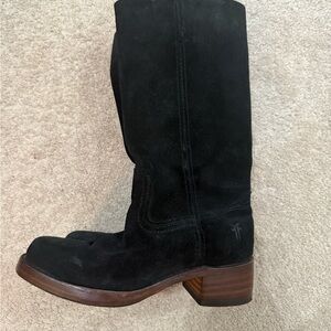 Vintage Frye Campus Black Suede Leather Boots